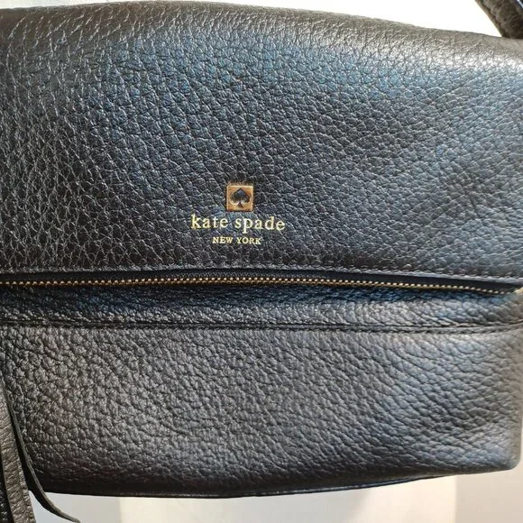 Kate Spade New York Leather Bag Black Pebble Crossbody Handbag Purse - Picture 6 of 14